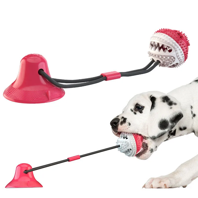 Pet Dog Ball Suction Cup Chew Toy Interactive Stimulating Tug of War Style with Rope Teeth Cleaning Small Large Dog Pet Supplies