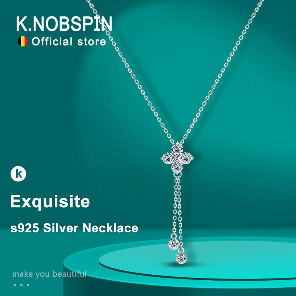 KNOBSPIN 4mm Moissanite Necklaces for Women Birthday Gift GRA Certified Lab Diamond Pendant s925 Sterling Silver Dainty Necklace