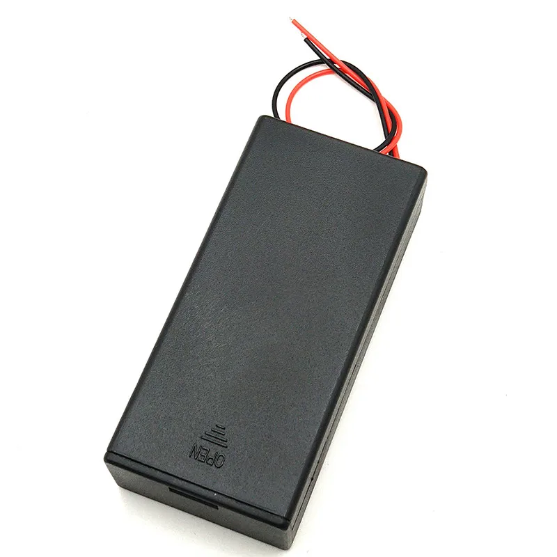 500 قطعة/الوحدة البلاستيك 18650 علبة البطارية 2 فتحات مع تشغيل/إيقاف التبديل 2x18650 بطاريات حامل غطاء صندوق تخزين مع سلك يؤدي