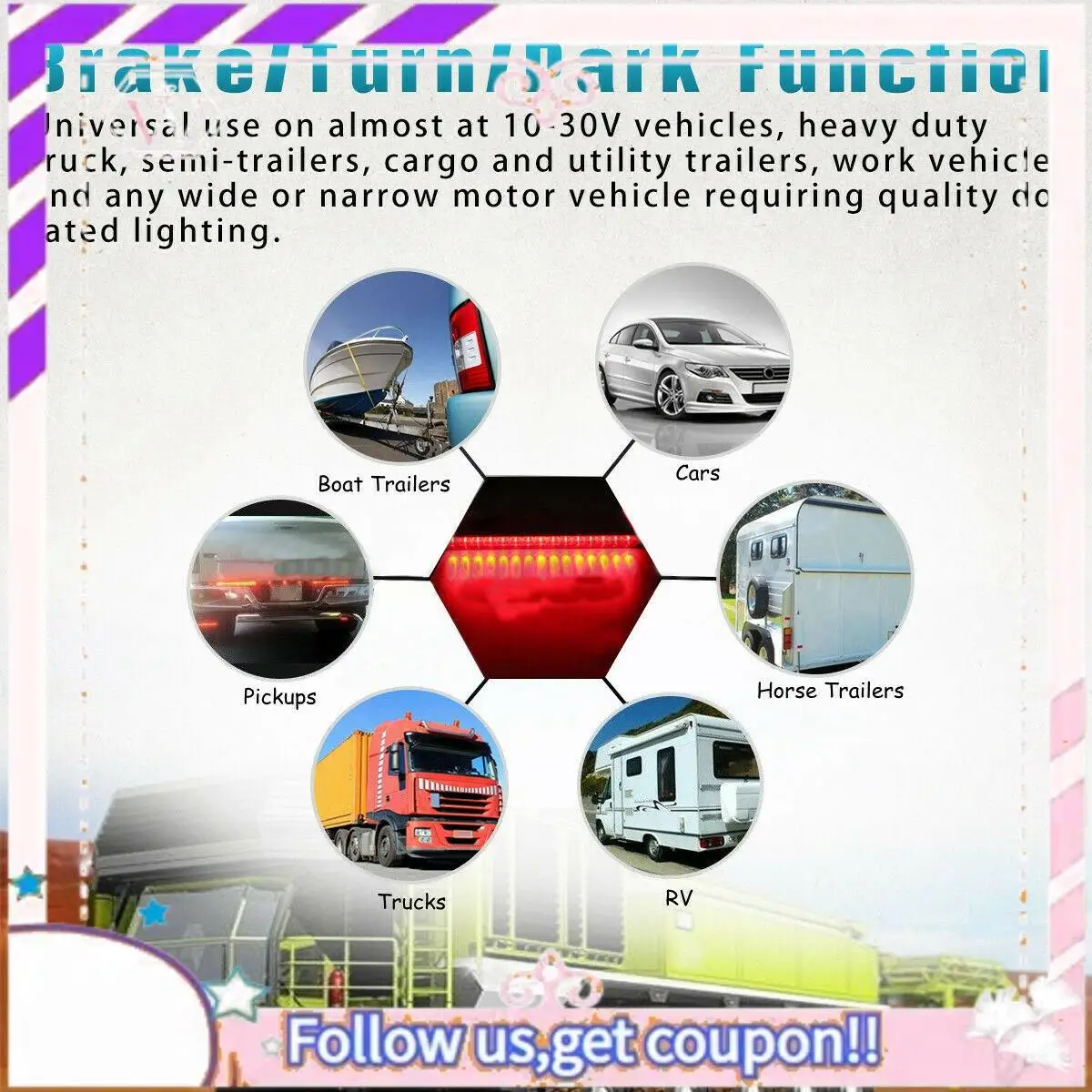 A76T-LED Trailer Truck Caravan UTE Stop Brake Tail Reverse Light Ultra-Slim Lamp
