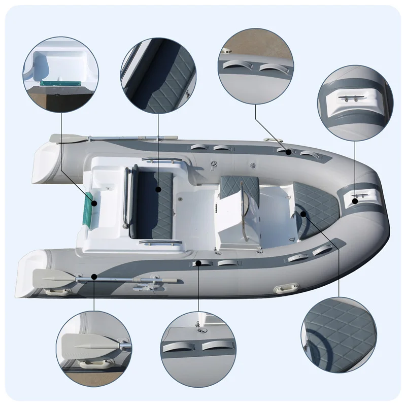 قارب الرياضات المائية 12ft 3.6m Rib360 الألياف الزجاجية جامدة بدن Orca Hypalon قارب قابل للنفخ قارب كروزر مع خارجي