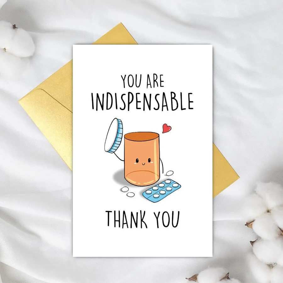 بطاقة تقدير مضحكة للرجال والنساء، بطاقة شكر لطيفة للطبيب والممرضات، بطاقة شكر روح الدعابة للصيدلة، أنت Indispe