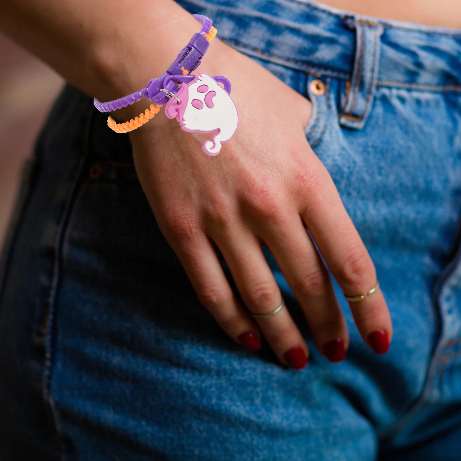 10 قطع هالوين زيبر البلاستيك سوار الإسورة الاطفال الإجهاد الحسي الإغاثة المضادة للقلق حزب صالح سستة سوار