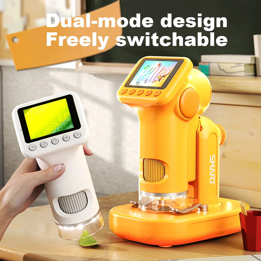 Mikroskop für Kinder mit 2-Zoll-Bildschirm, Handmikroskopkamera, Kindermikroskop, 100–1600 x tragbare Handlupe