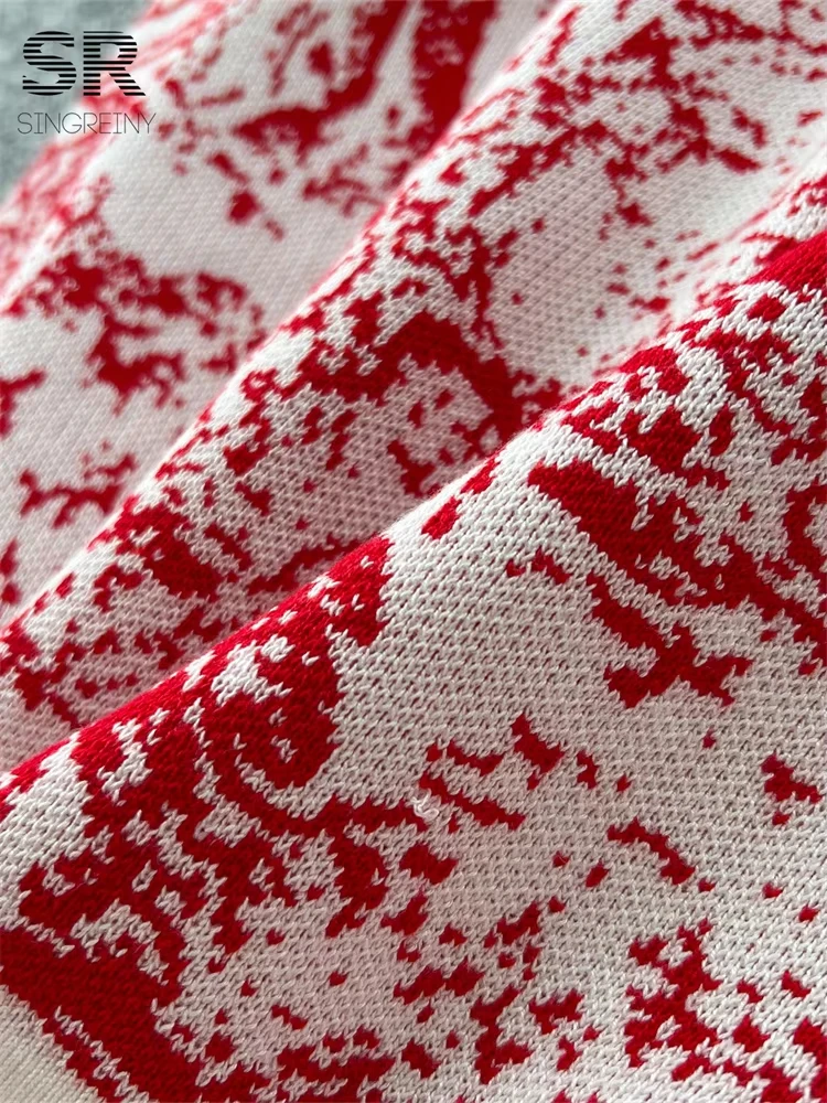 Winter Women Print 2pcs Sets O Neck Single Breasted Cardigan+Wide Leg Pants Autumn Senior Casual Knit Outfits 2025костюм женский