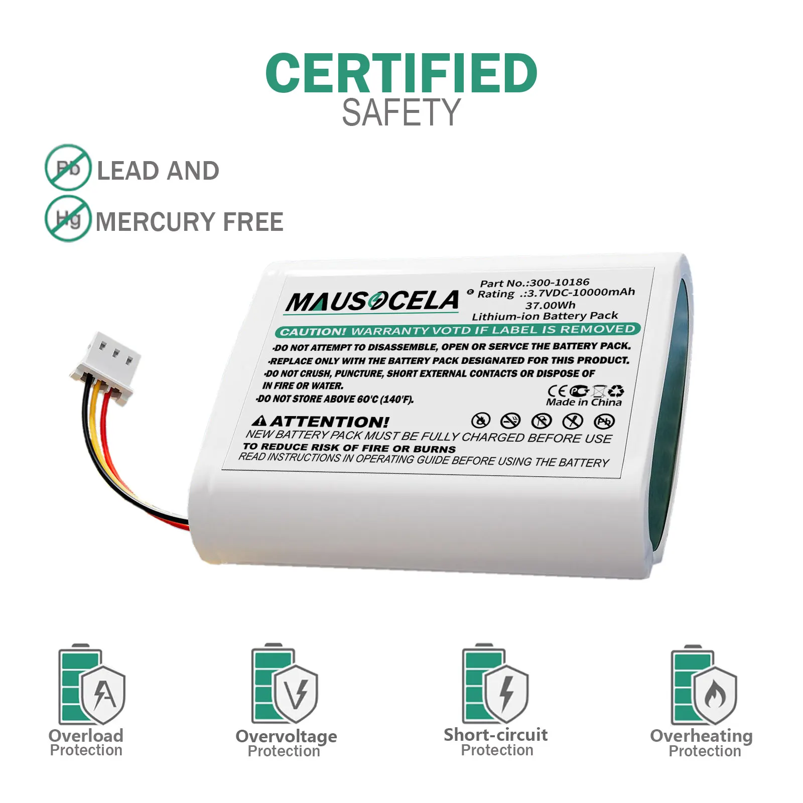 Alarm System Battery For Honeywell:300-10186,Pro7,AI05-2,AIO7-1,AIO7-2,ADT:ADT7AIO,ADT5AIO,Command Smart Security Panel,10000mAh