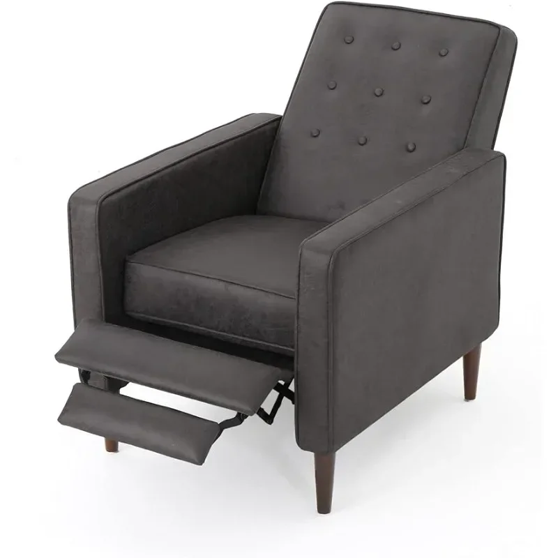 

Mid-Century Modern Microfiber Recliner, Slate / Dark Espresso