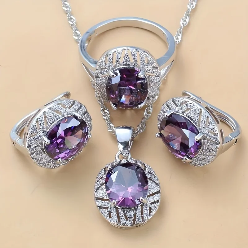 Juego de Joyería de Lujo con Circonitas Verde Oliva para Mujer, Aretes, Collar, Anillo y Brazalete para Boda, Regalo de Boda