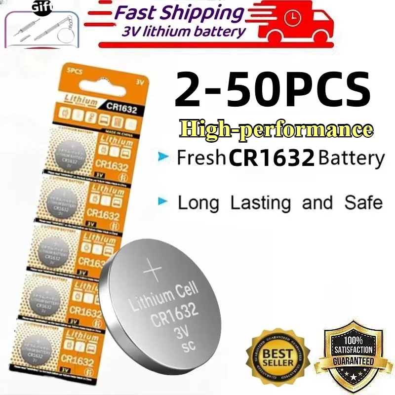 

2-50pcs CR1632 3V BR1632 ECR1632 cr 1632 LM1632 Lithium Battery Button Coin Cell Batteries Electronic Watch Toy Remote