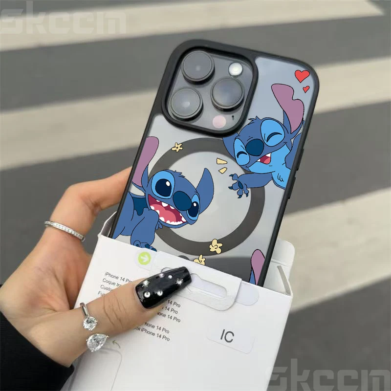 Lovely Stitch Magnetic Phone Case For iPhone 17 Pro Max 11 12 13 14 15 16 Plus 17 Air XS X XR 16e Clear Wireless Charge Cover - náhled 5
