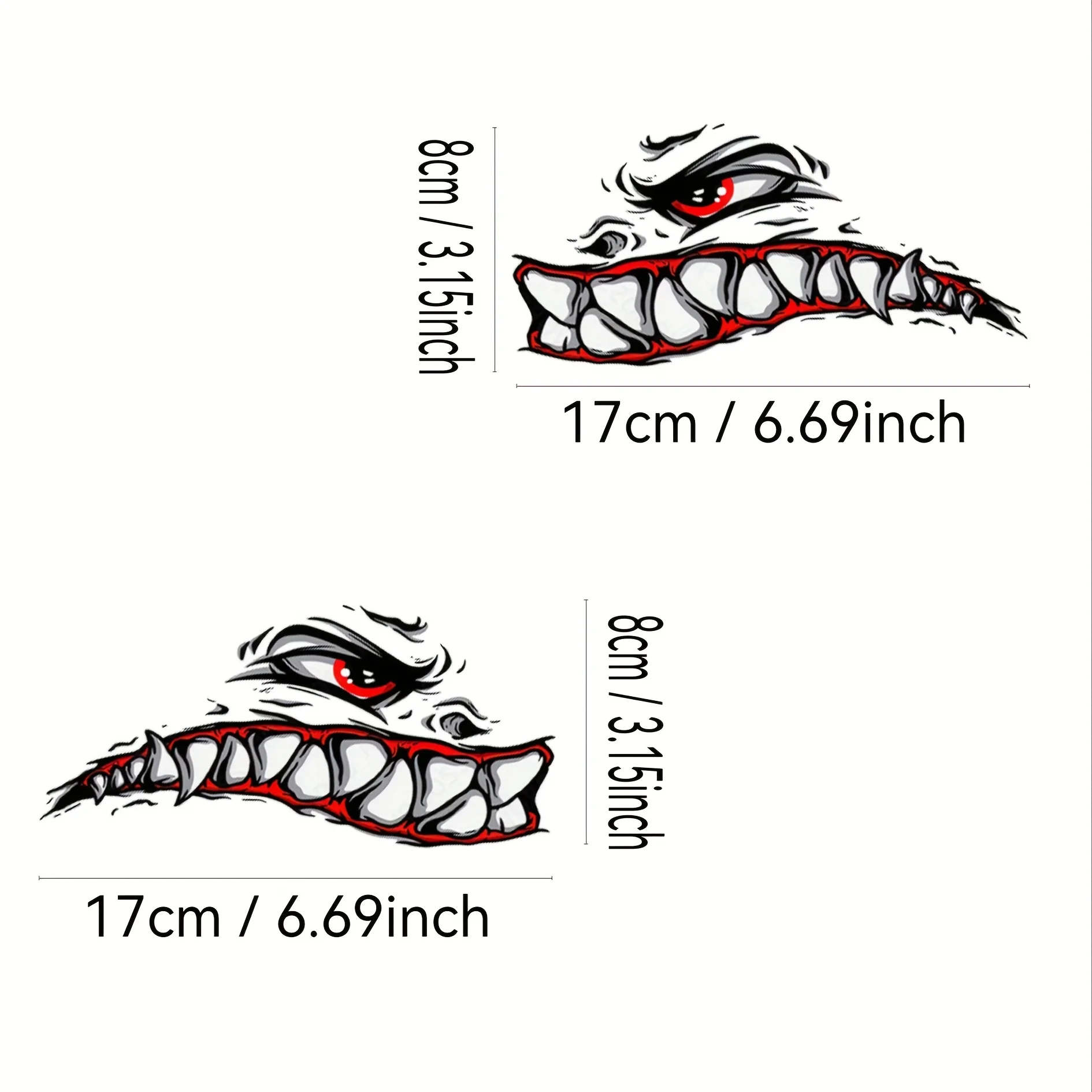 قطعتان من ملصقات تزيين أسنان الشيطان - مقاومة للماء ومتينة من مادة PVC ذاتية اللصق | ملحق خارجي أنيق لخوذة الدراجة النارية، #3