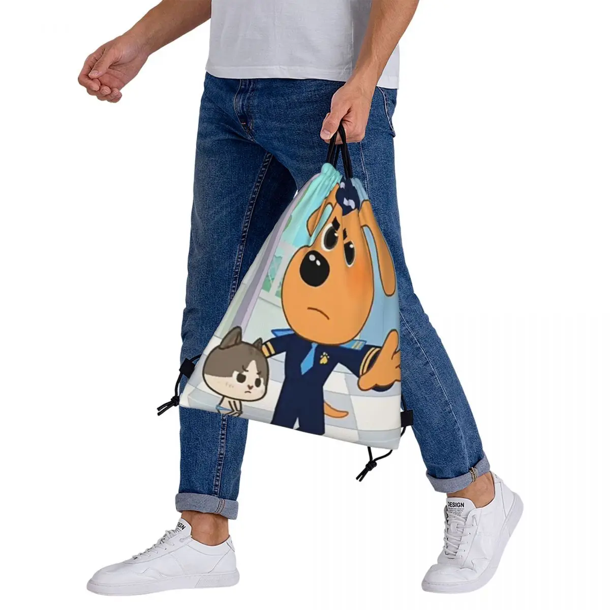 Sheriff Labrador Backpacks Multi-function Portable Drawstring Bundle Pocket Sundries Bag Book Bags For Man Woman School