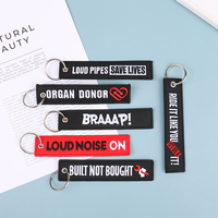 Motorcycle Keychain Car Embroidery Key Chain Gifts Tag Key Fobs Holder Loud Noise Loud Pipes Team Bride Organ Save Lives
