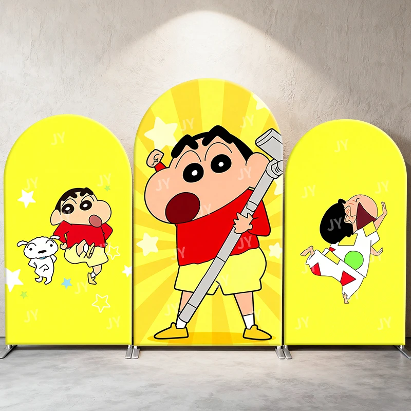 

Classic Crayon Shin Chan Cartoon Arch Backdrop Cover Vivid Funny Style For Children Birthday Baby Shower Party Photo Booth Decor