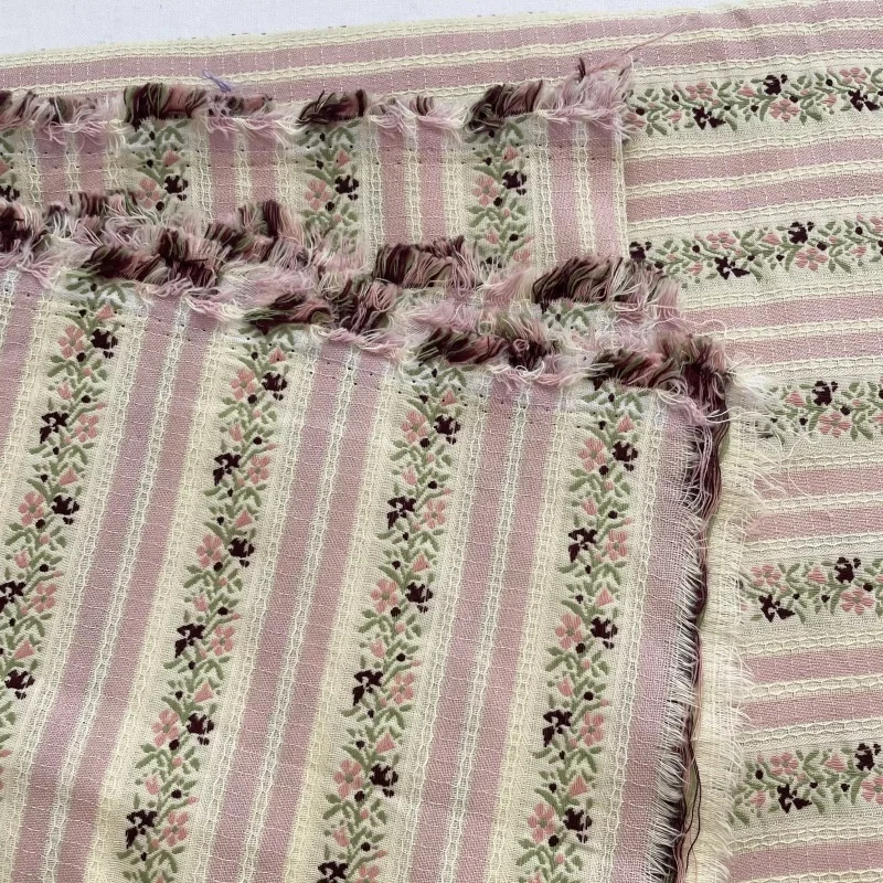 

Ins style pink striped woven and embroidered cotton clothing diy fabric
