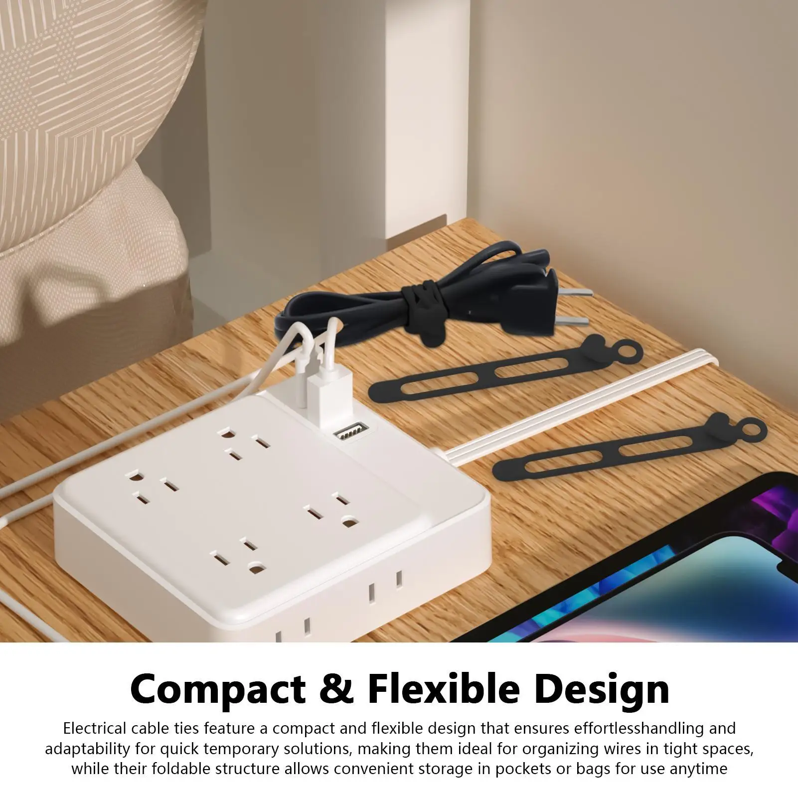 Cable Ties 10 Piece Silicone Ties For Cords And Cables To Organize Elastic Fastening Cord Organizer For Storage Management Desk