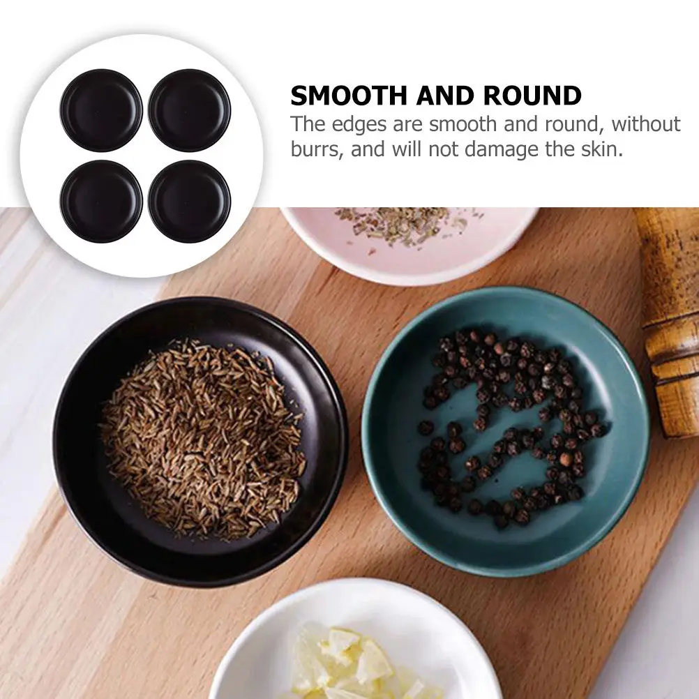 4Pcs Ceramic Sauce Dish Set Smooth Edges Dipping Dish for Soy Sauce Vinegar Mustard Sweet Sour Ketchup Seasoning Plate Kitchen