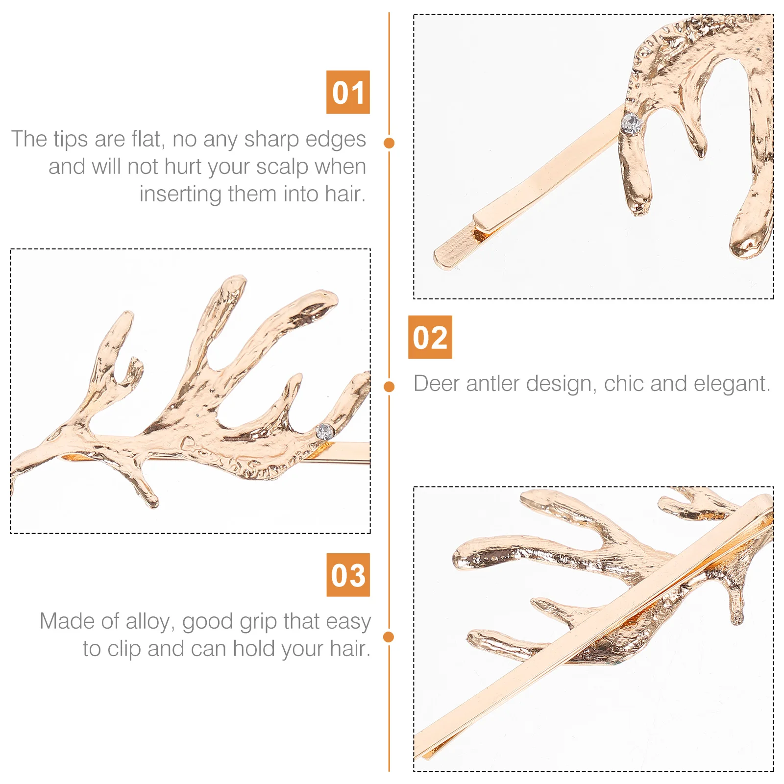

Hair Accessories Girl Barrettes Clips for Girls Women Golden Hair Clips Fashion Christmas Gift Deer Antler Design Suitable