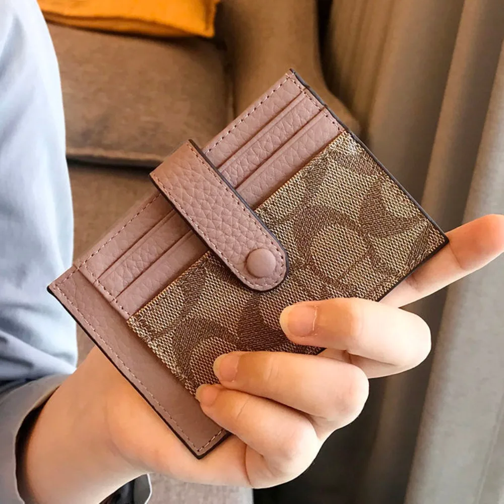 Monogram Ultra Thin Ins Style Mini Envelope Card Holder For Women Fashion Appliques Credit Card Id Purse Portable Small Wallet
