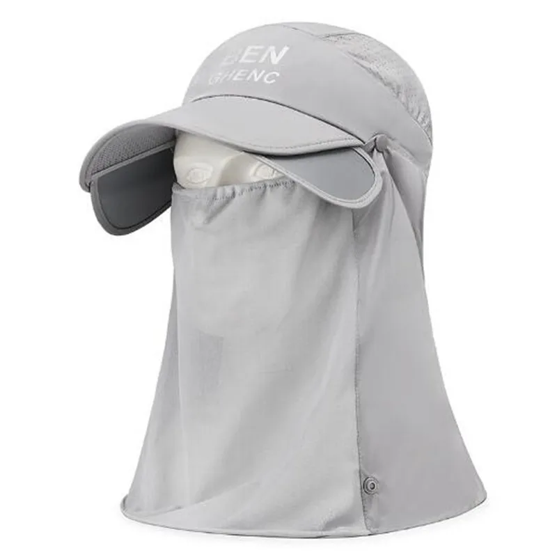 Summer Women's Hat Removable Veil Sunscreen Sun Hats Neck Protection Scalable Brim Breathable Mosquito Proof Fishing Cap For Men