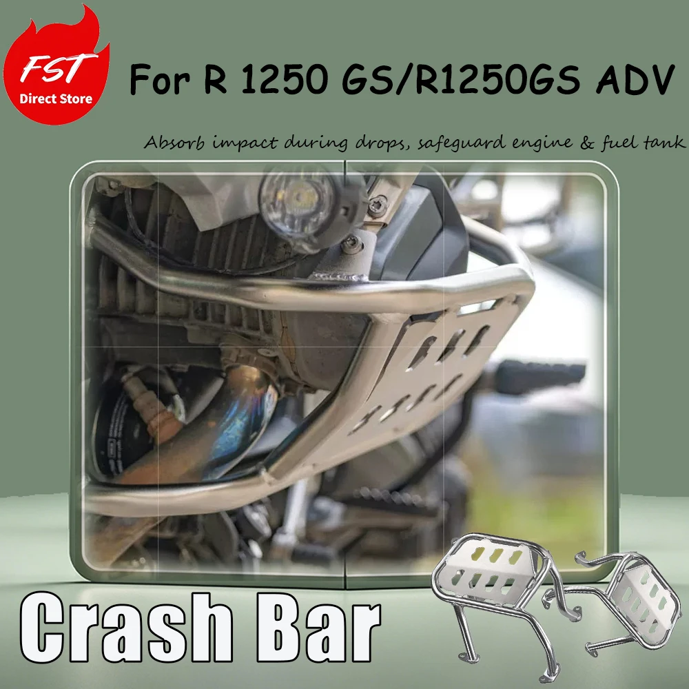 For R 1250 GS/R1250GS ADV, the modified accessories include an off-road reinforced guard bar and a fully enclosed lower guard.