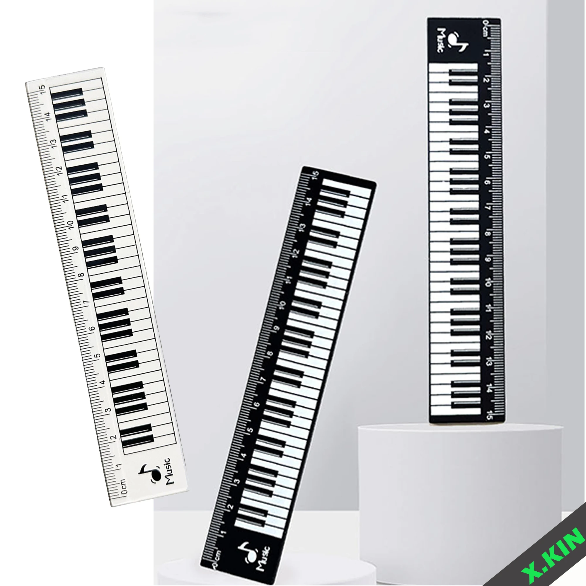 6-Piece Music Themed Ruler Set - 15cm Clear Plastic with Piano & Staff Pattern for Math, Drawing and Study