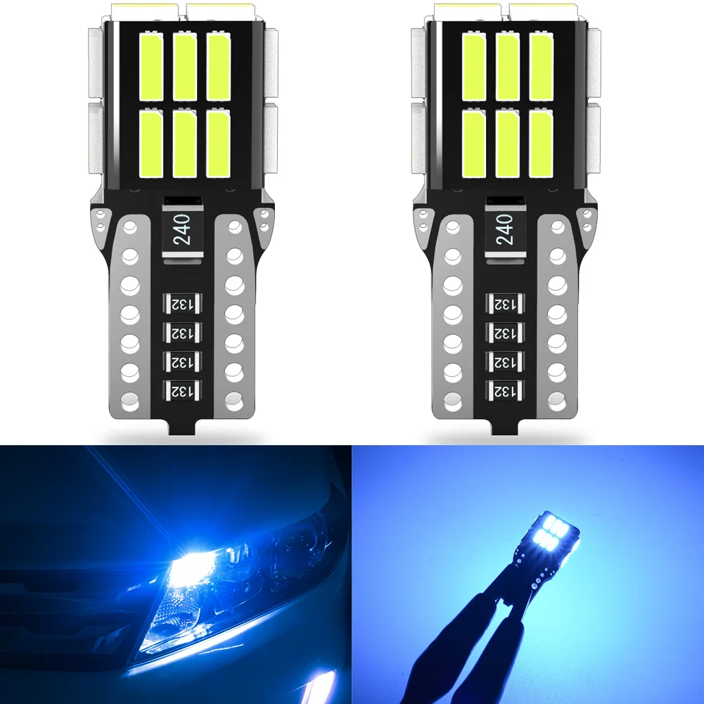 

2x W5W T10 LED Canbus Light Bulbs For Audi BMW VW Mercedes Car Interior Dome Trunk Lamp Parking Lights Error Free 6500K Ice Blue