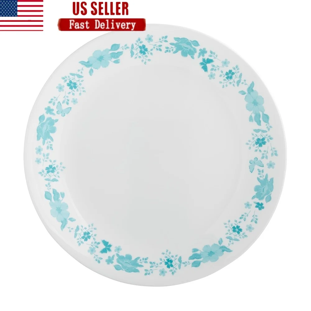 

Pioneer Женская обеденная тарелка Evie Teal Vitrelle Стекло Прочная безопасная микроволновая печь Посудомоечная машина Повседневная обеденная посуда 10,25 дюйма