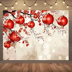 Chinese New Year Theme Party Backdrop Lantern Flower Spring Festival Decoration Photography Background Banner Photo Booth Props