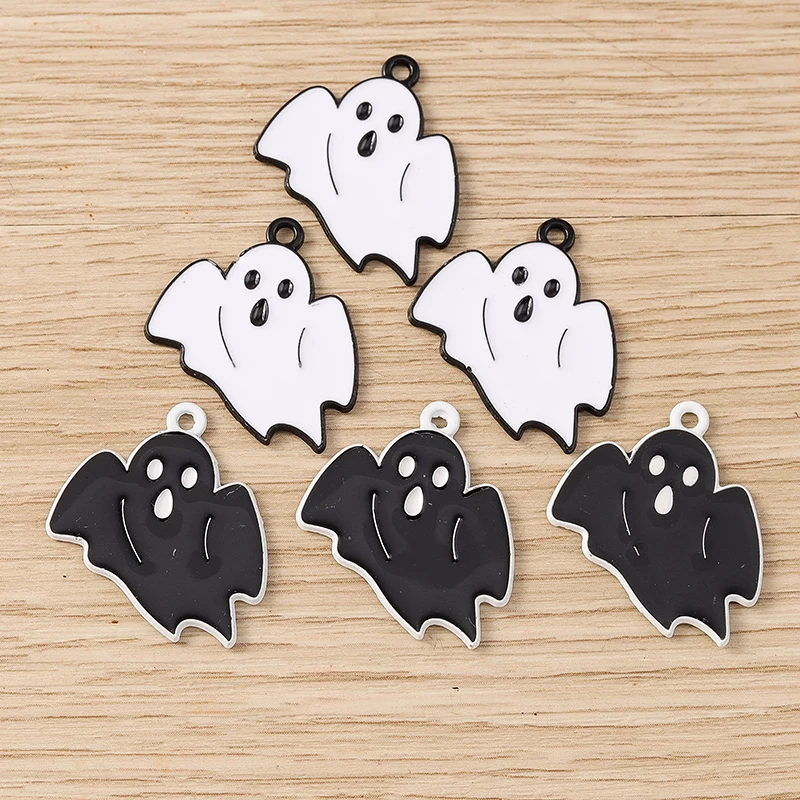 10 Stück 22 x 26 mm Cartoon-Emaille-Halloween-Geist-Charms-Anhänger für die Herstellung von Ohrringen, Halsketten, Armbändern, DIY-Handwerk, Schmuckzubehör – Detail 6