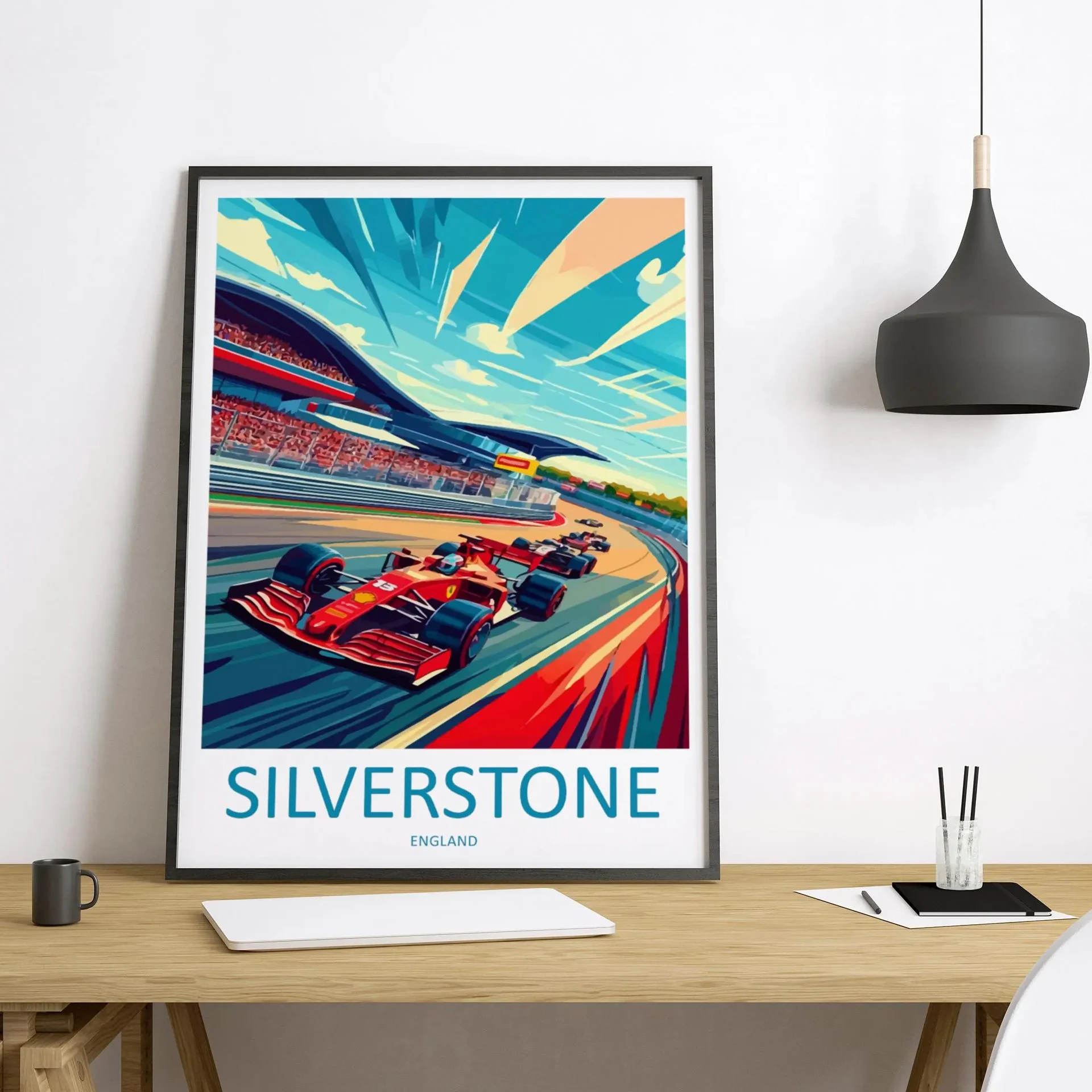 Silverstone Cartoon Travel Poster England Wall Art Racing Circuit Print Motorsport Picture For Living Bed Room Home Decor