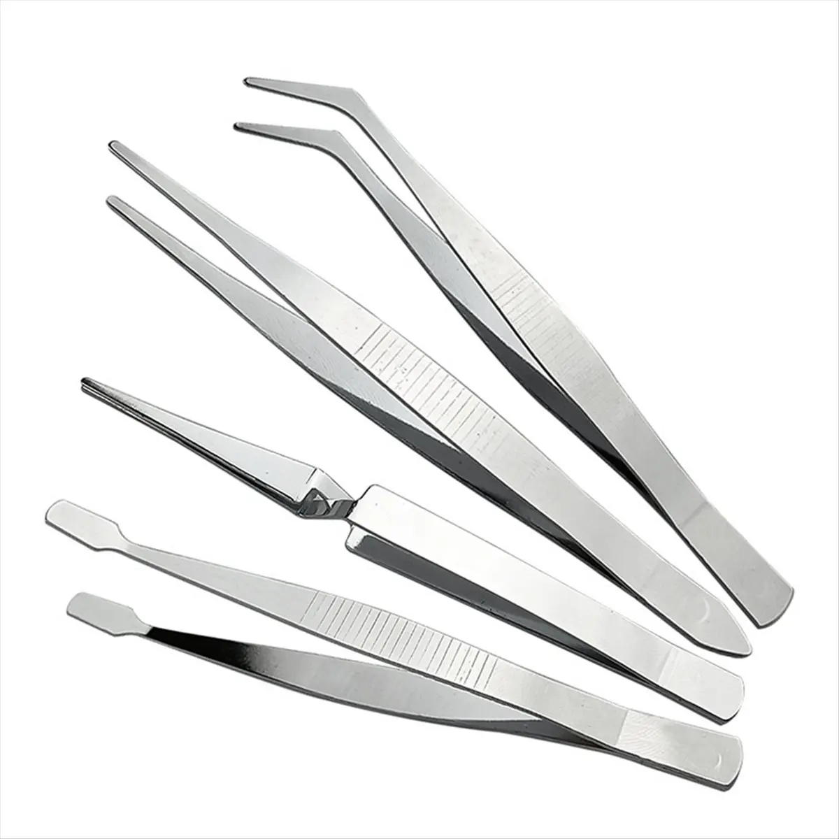 ABNH 4-Piece Set of Stainless Steel Combination Tweezers, Elbow Tip, Labor-Saving Pliers,-Reverse Flat-Mouth Stamp Clips