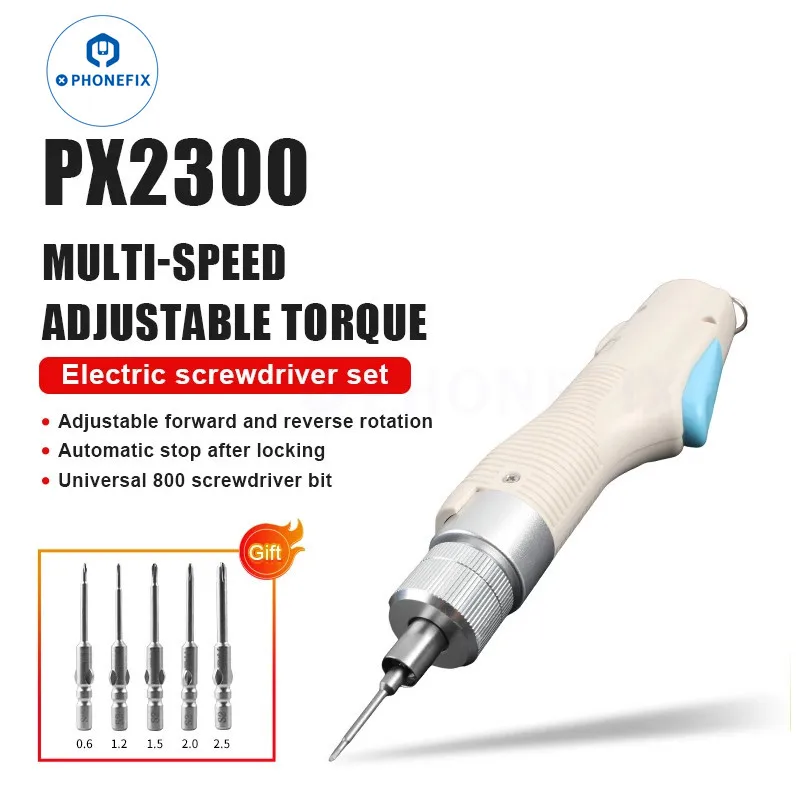 PX2300 Cordless Electrical Screwdriver Set Typc-C Rechargeable Self-locking Torque Settings for iPhone Glasses PC Watch Computer