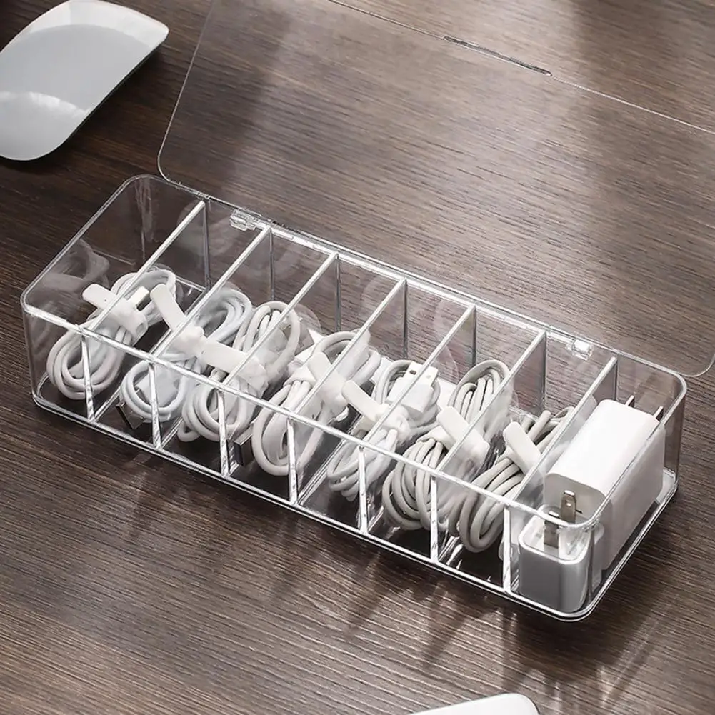 Cable Storage Box Plastic Data Line Storage Container Multi Grid Power Cord Storage Box Desk Stationery Sundries Storage Box