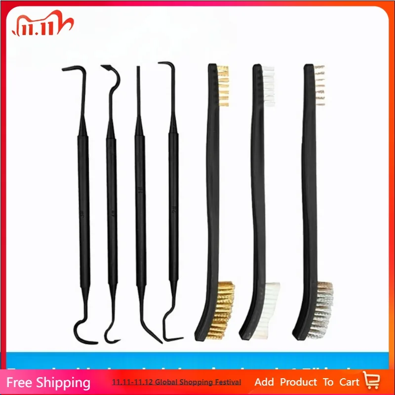 

7Pcs Universal Gun Hunting Cleaning Kit Steel Wire Brush Nylon Pick Set Tactical Rifle Pistol Gun Hunting Cleaning Accessories