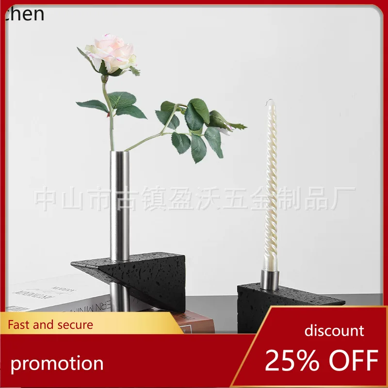 Zml triangular marble candlestick - living room, dining room, model home soft decoration ornament vase