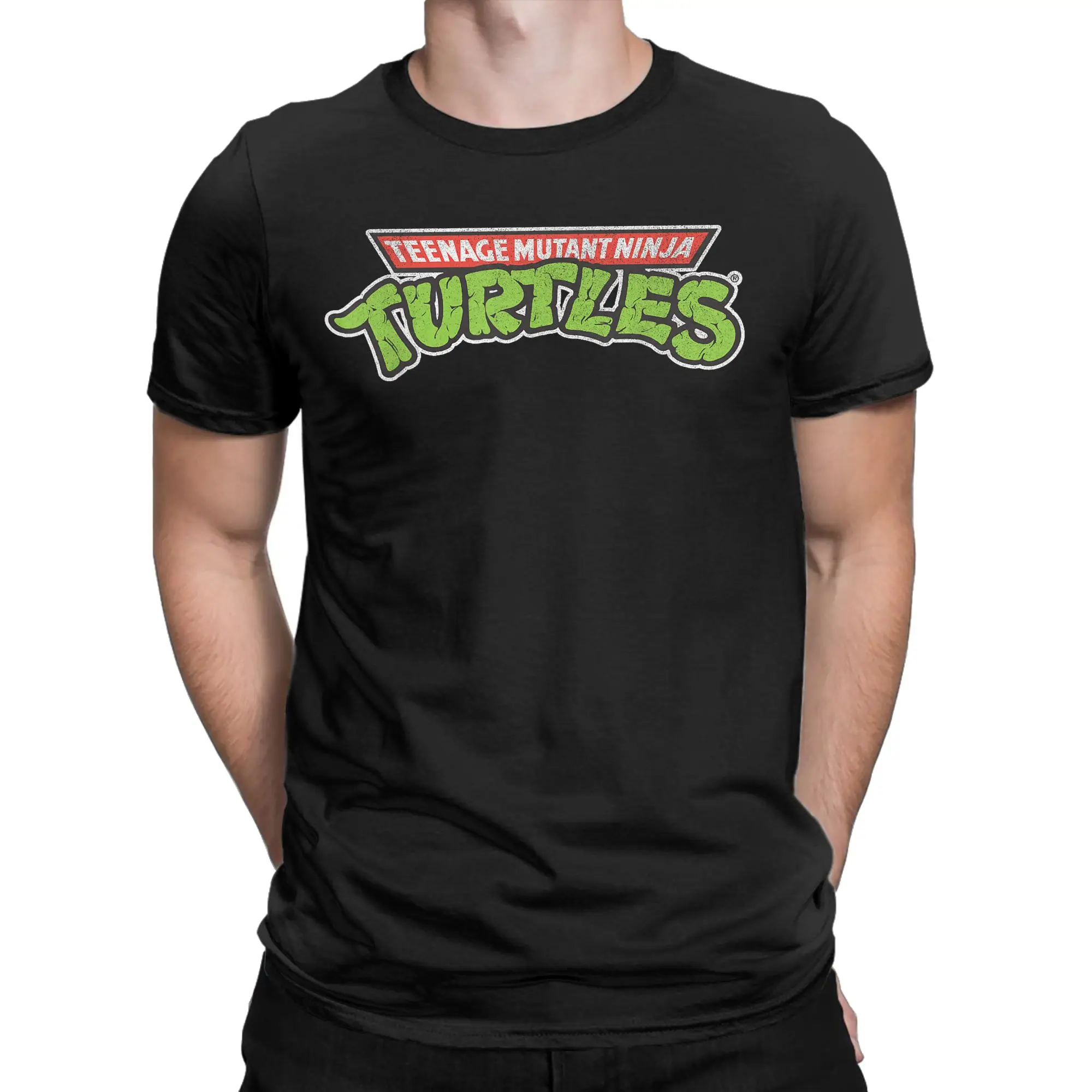 Vintage Ninja Turtles Retro Logo T-Shirts Men Round Neck Pure Cotton T Shirts  Short Sleeve Tee Shirt Birthday Present Clothing