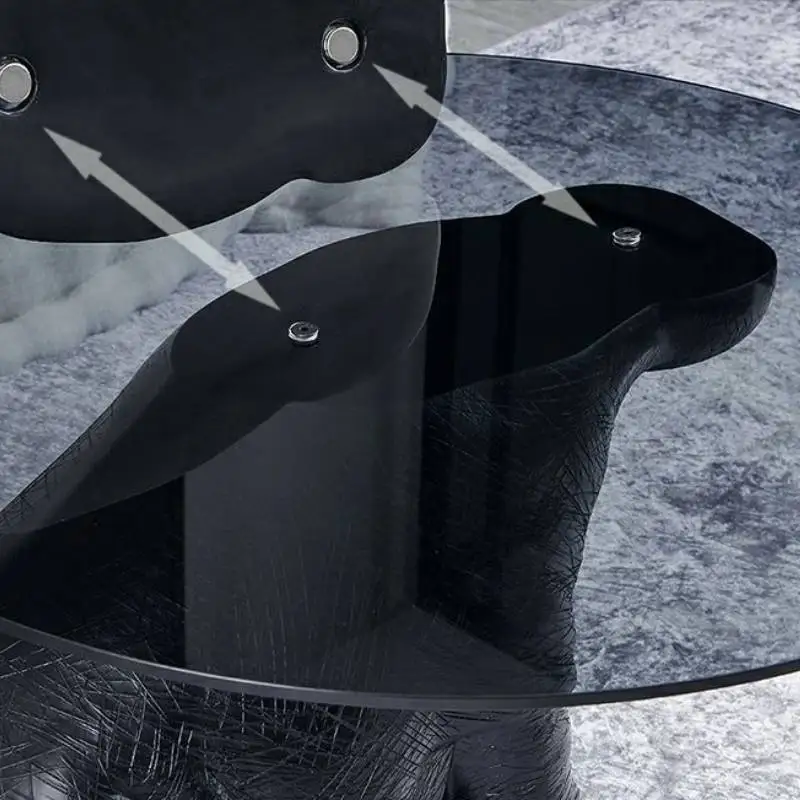 طاولات قهوة سوداء فريدة من نوعها تصميم فاخر للشقق الاسكندنافية طاولات قهوة زجاجية لغرفة المعيشة أثاث منزلي من Tavolino Da Salotto #5