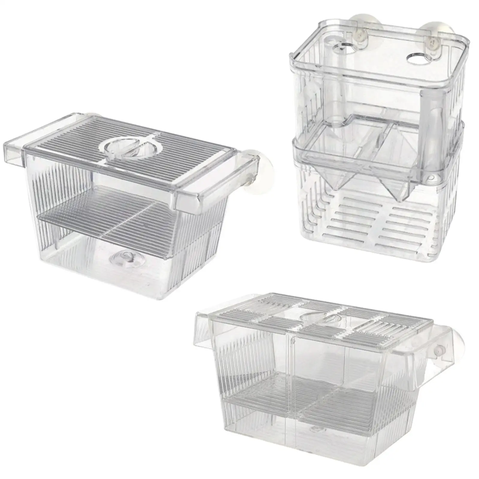 Separador de caja para cría de peces transparente con ventosas, caja para incubar flotante acrílica, incubadora para Betta, pez payaso, camarones, Guppy