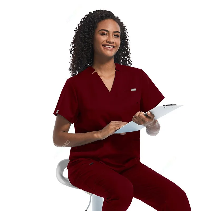 Medical Scrubs Uniform Women Nurse Scrub Set Unisex Pocket Top Zipper Pants 2 Piece Joggers Suits Nursing Operating Room Clothes