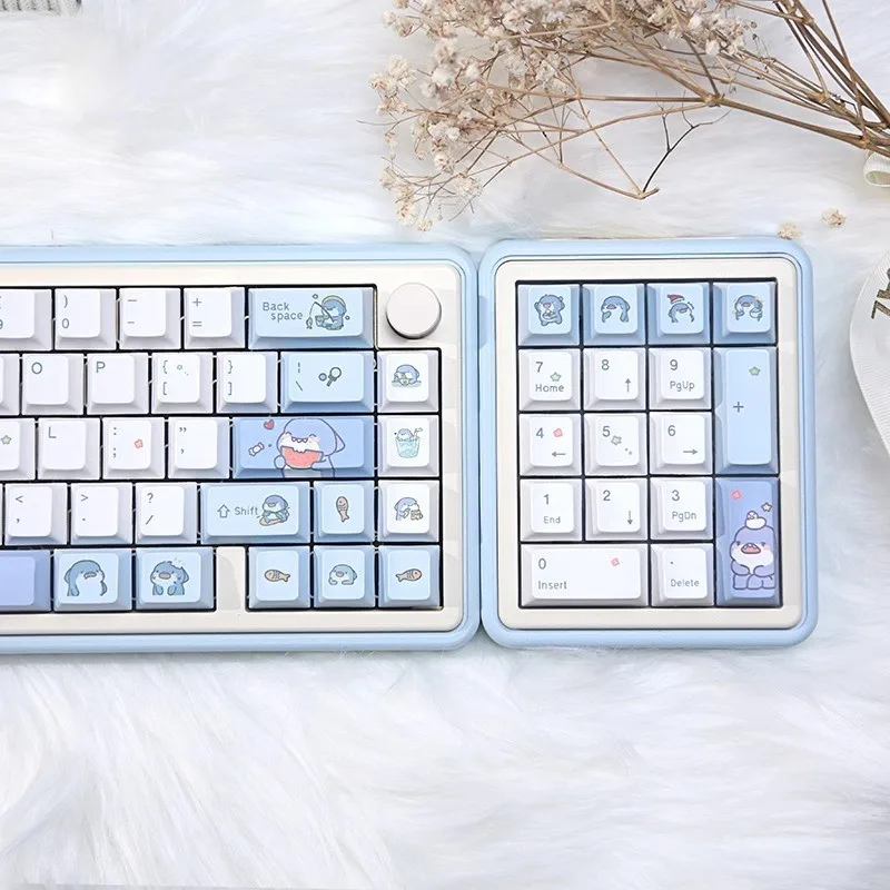 

Baby Shark Keycaps Cherry Profile PBT DYE-SUB Cute Keycaps Complete Set 120 Keys for MX Switch Mechanical Keyborad