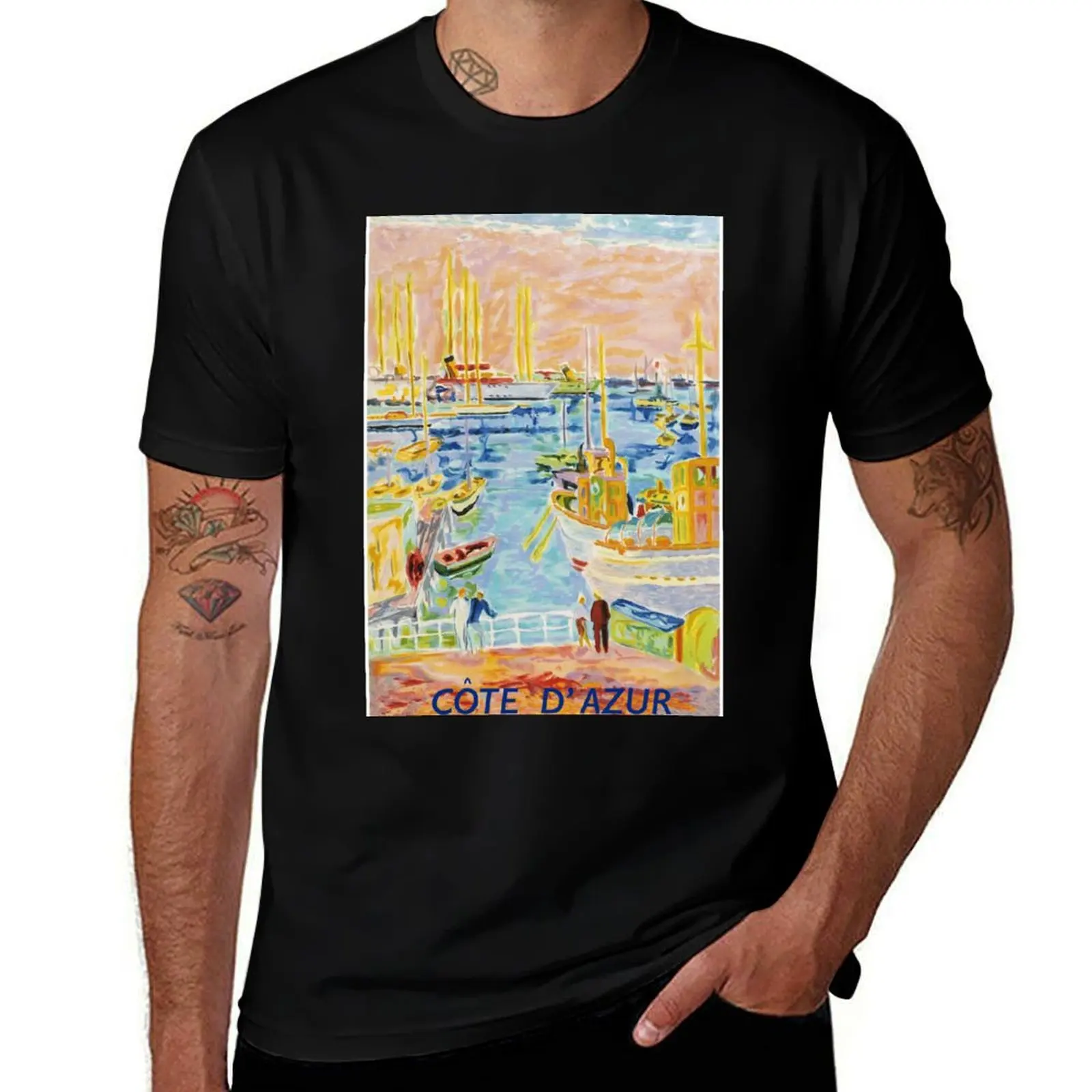 

Cote d' Azur, France Vintage Travel Poster T-Shirt man t shirt luxury t shirt man designer