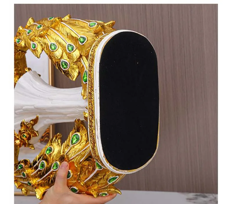 Modern Crafts Art Handmade Decorative Peacock Statue Souvenir Large Resin Golden Peacock Home Decor