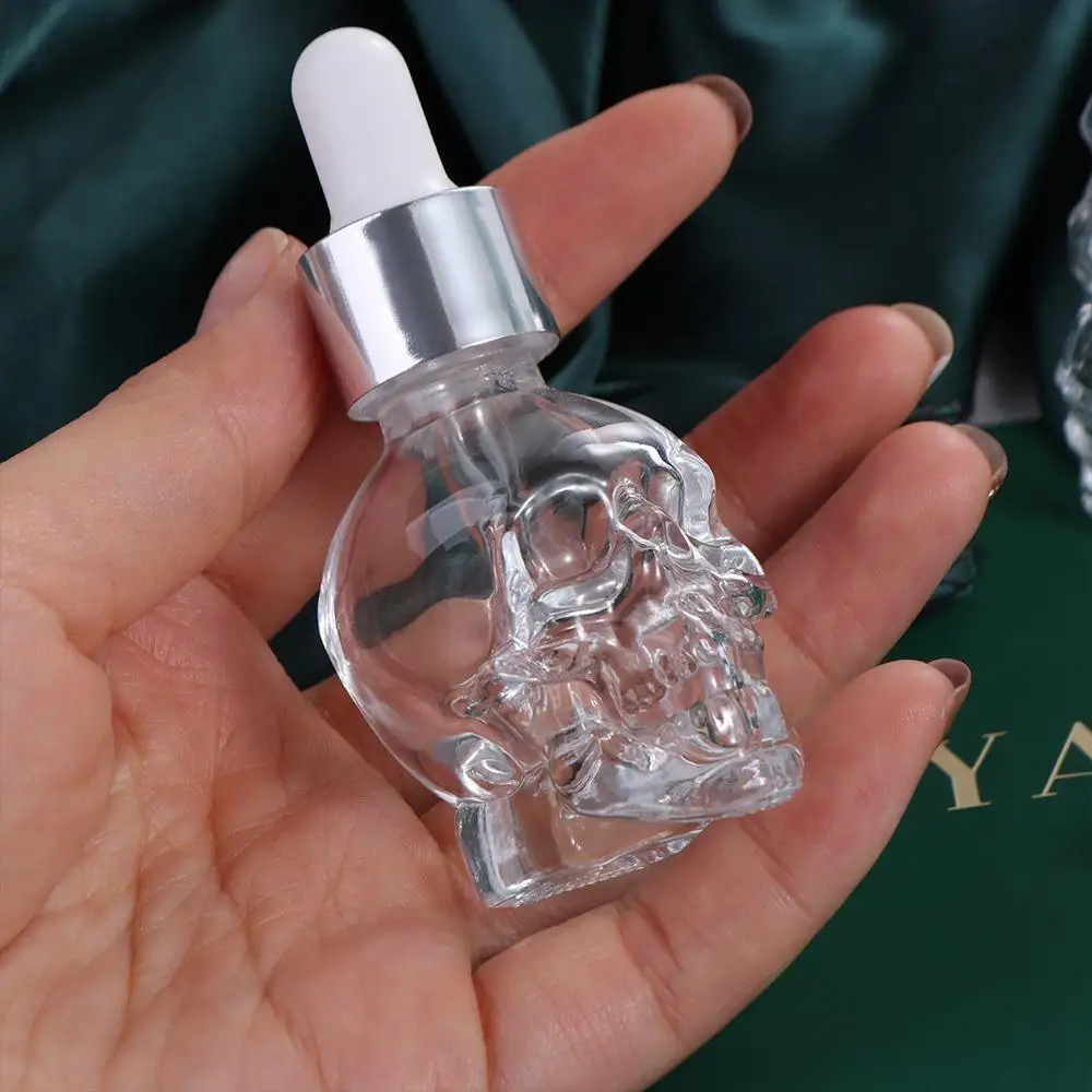 Portable Glass Dropper Skull Shape Bottle Transparent with Pipette Glass Liquid Dropper Bottle Dispenser Creative Travel