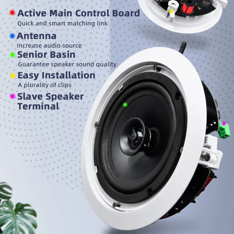 WIFI Ceiling Speaker 6inch 30W Home Theater Sound System Flush Mount Coaxial In-Ceiling Wall Loudspeaker for Indoor Shop Store