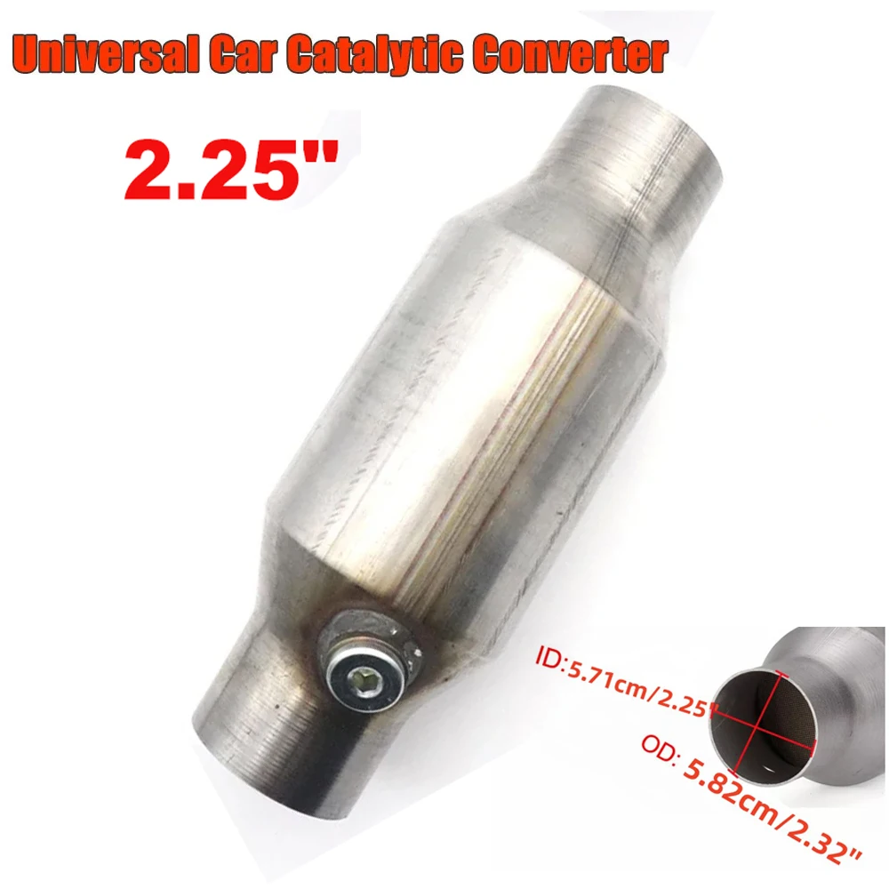 

Universal 2.25'' / 5.75cm Car Catalytic Converter Sport Exhaust 400 Cells High Flow Catalyst Converter Stainless Steel Weld-On