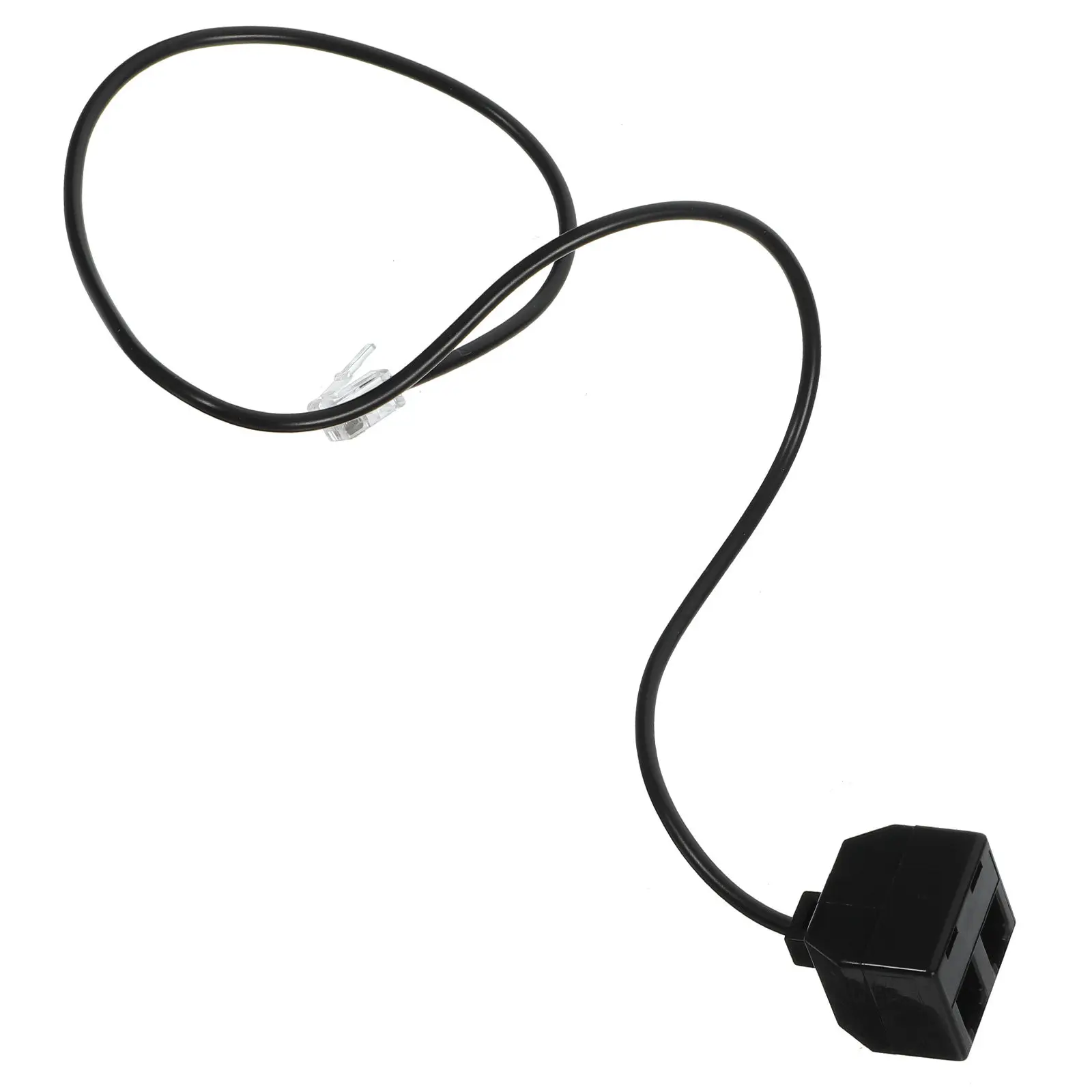 Rj9 4p4c Telephone Adapter Male Two Female Splitter for Landline Phones Training Machines Black Rubber PP Material