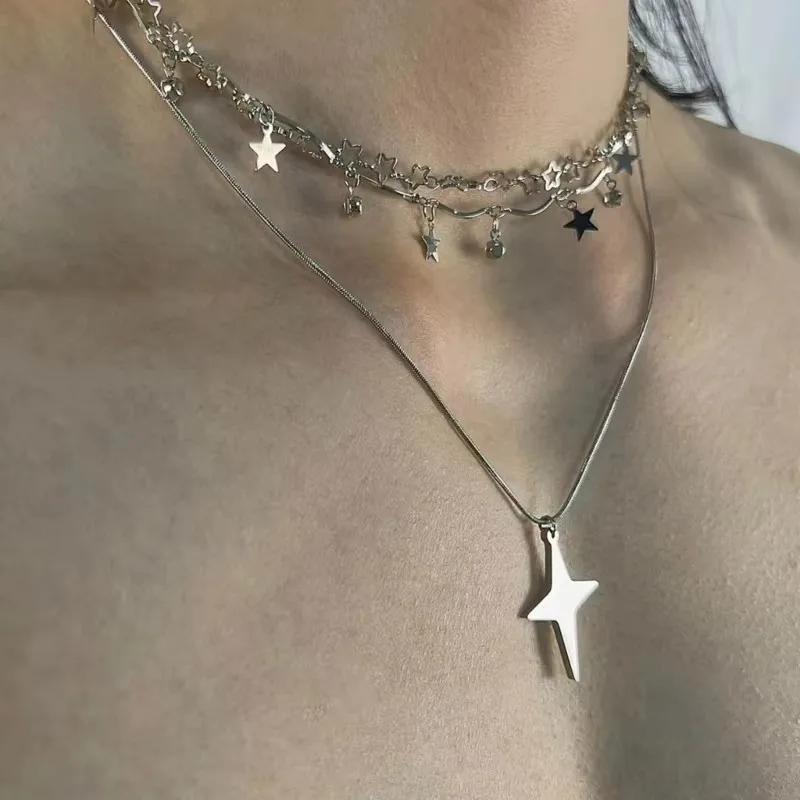 Pendant Necklace Four-Pointed Star Necklace Wedding Party Jewelry Gift Drop shipping