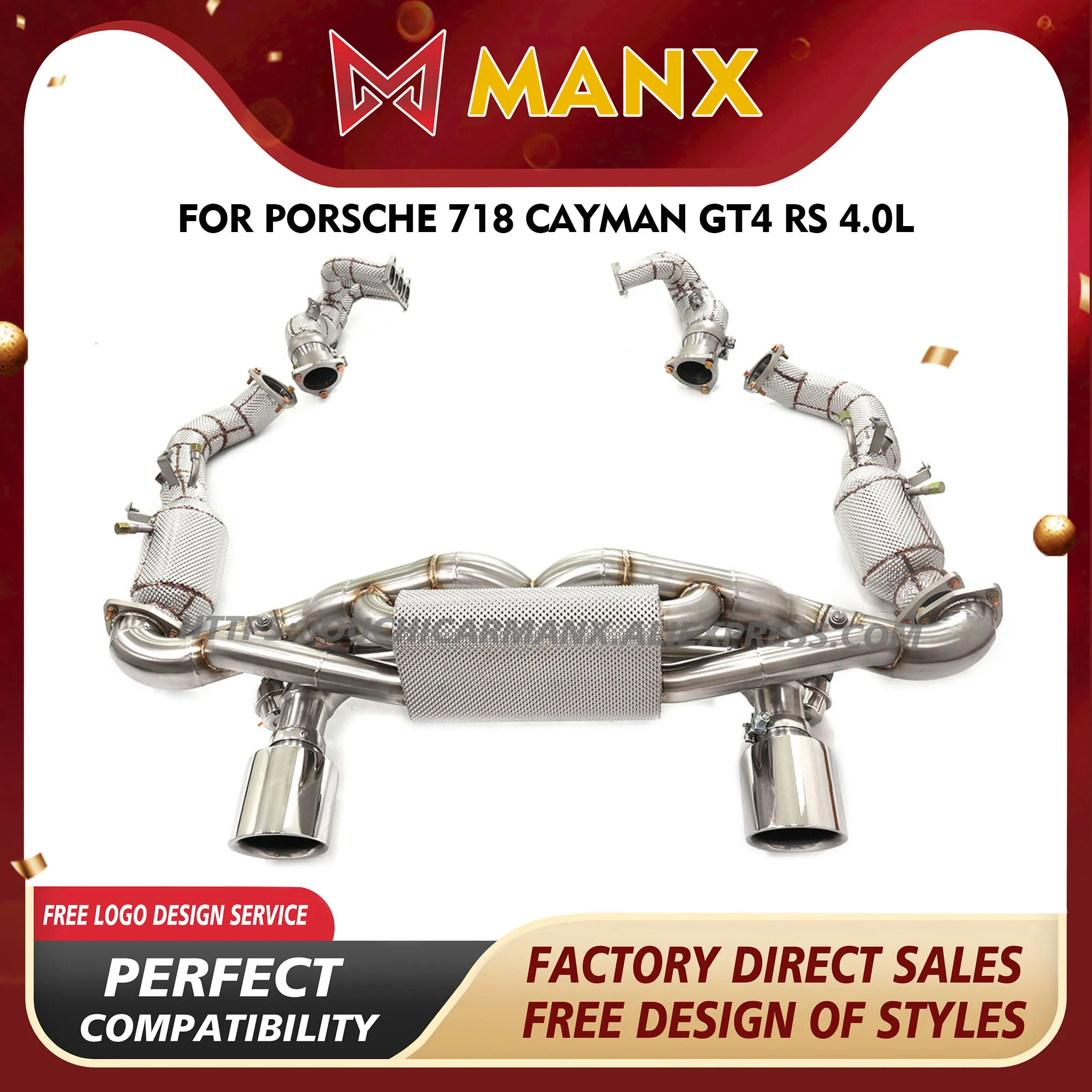 

MANX for Porsche 718 Cayman GT4 RS 4.0L Catback SS Exhaust system Downpipe High performance Vacuum valve Manifold