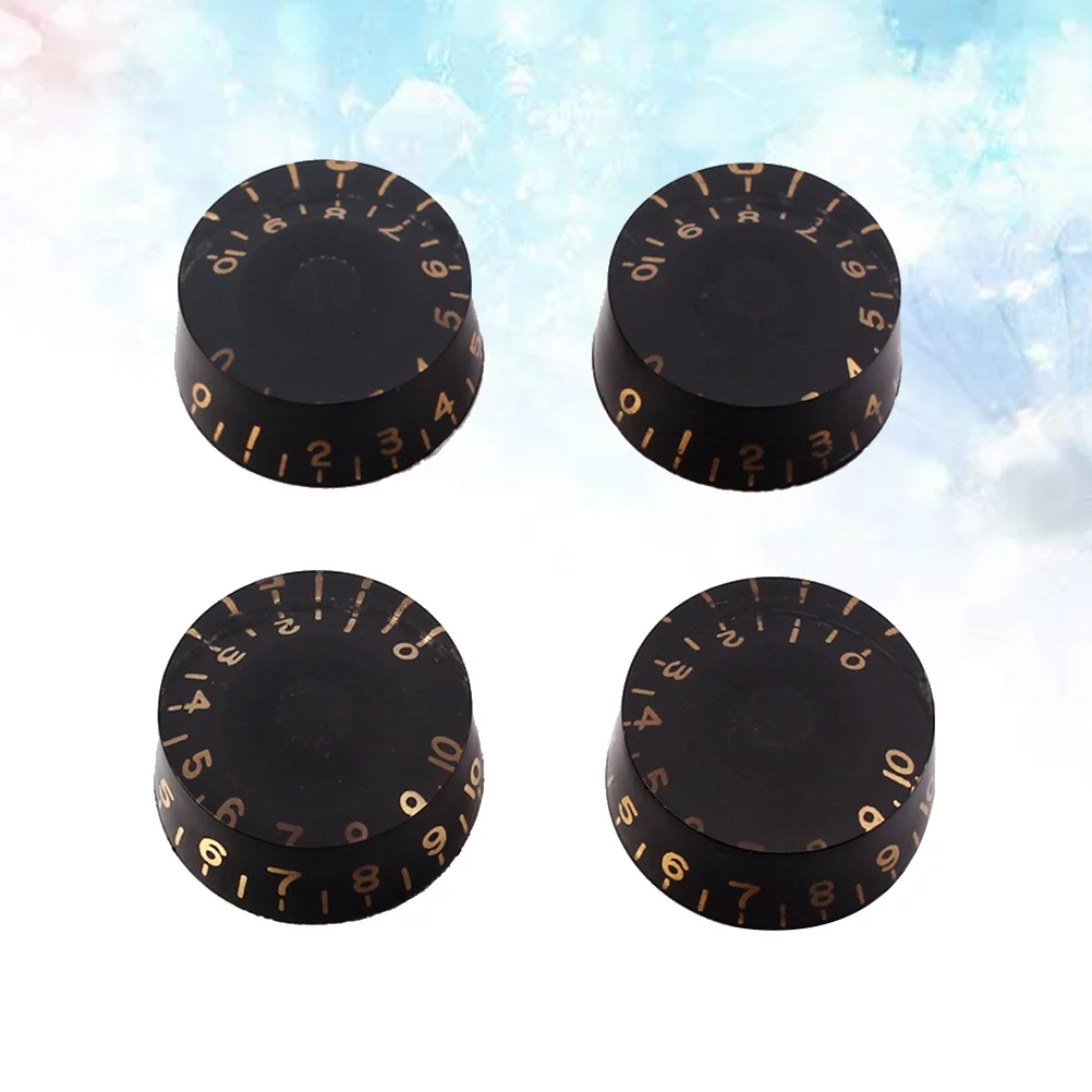 

4Pcs Electric Guitar Volume Tone Control Knobs Set Premium Black Plastic Replacement Parts for Style Guitar Tone Knobs